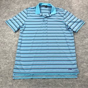 RLX Ralph Lauren Mens‎ Multicolor Striped Short Sleeve Performance Polo Size LG